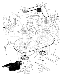 Mower Housing Diagram and Parts List for 385002X108A 2005 Briggs and Stratton Lawn Tractor
